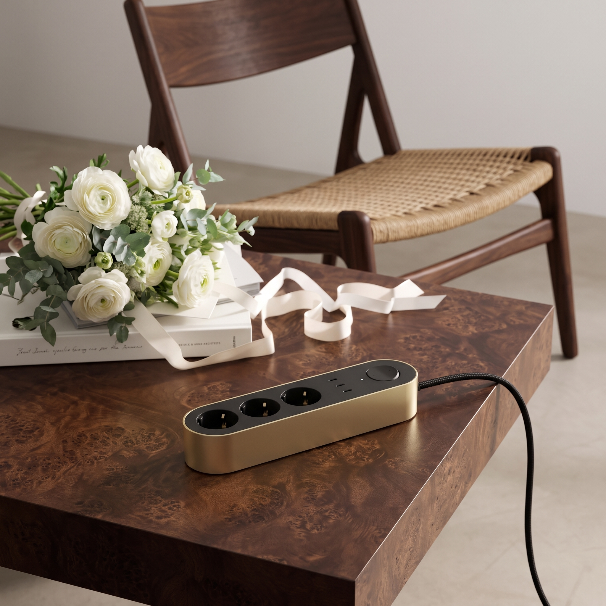 Edgar Power Strip - Satin Brass
