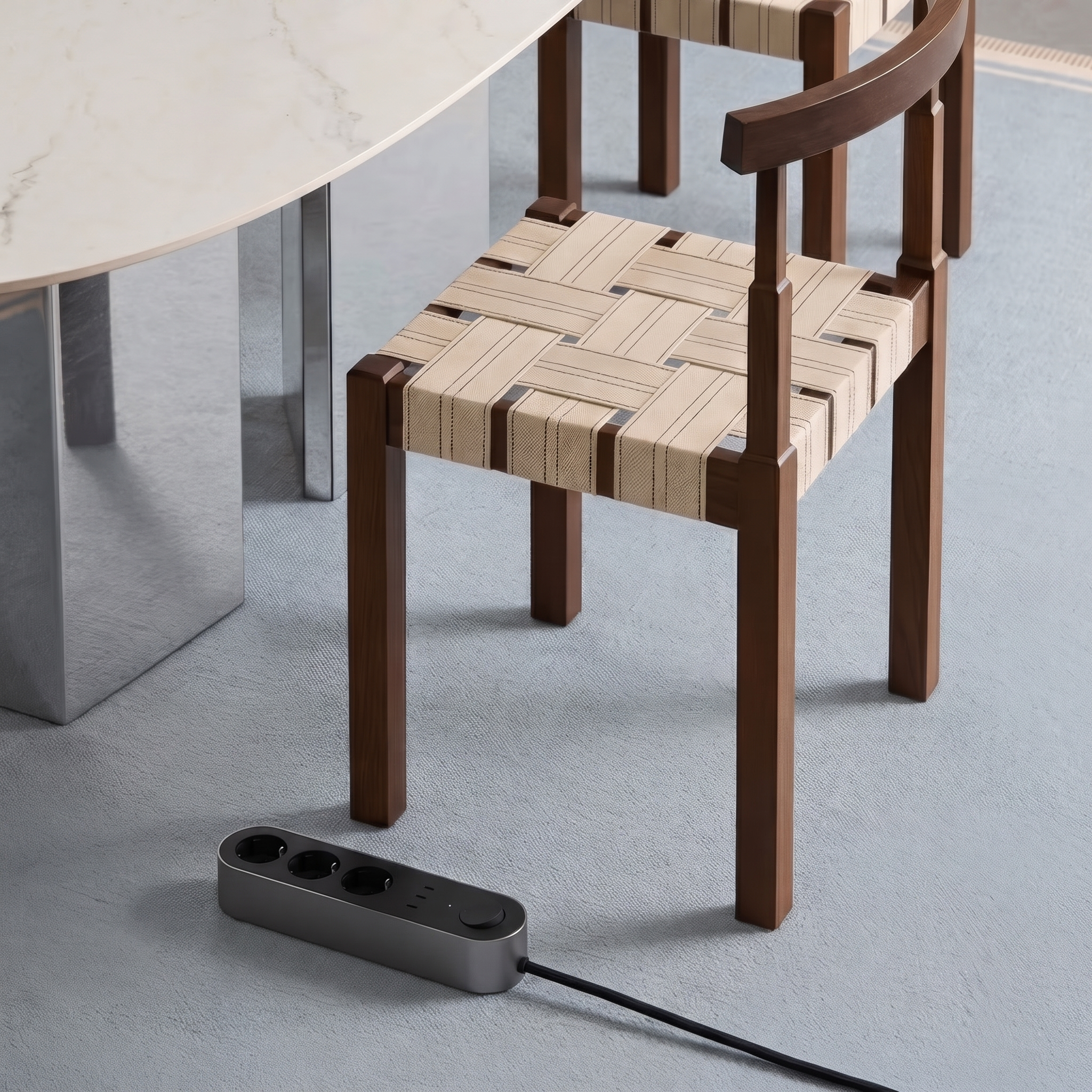 Edgar Power Strip - Satin Aluminium