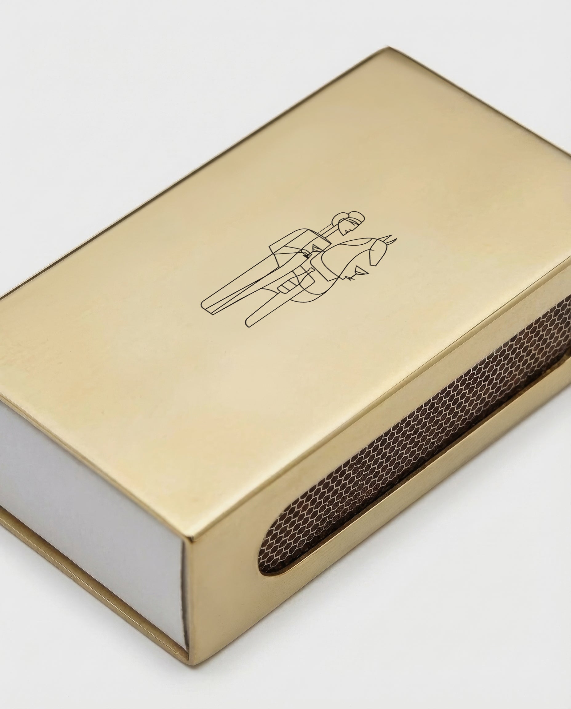 マッチボックスハドソンホーネットゴールド Women With Horse Matchbox - Polished Brass