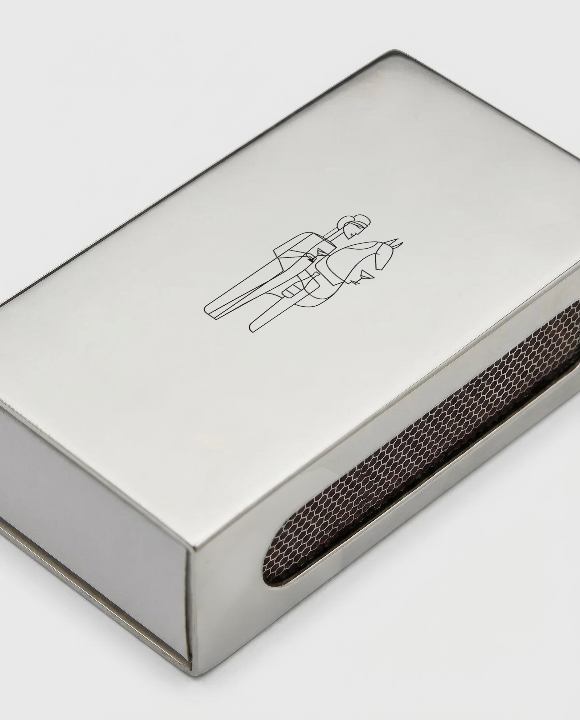 Streichholzschachtel „Woman with Horse“ – Poliertes Zinn